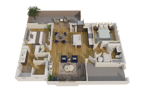 Floor plan for 2 beds, 2 baths, 1095 sqft